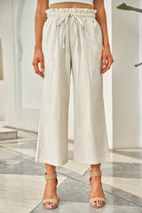 Drawstring Paperbag Waist Wide Leg Pants - V.I.P Digital Presence