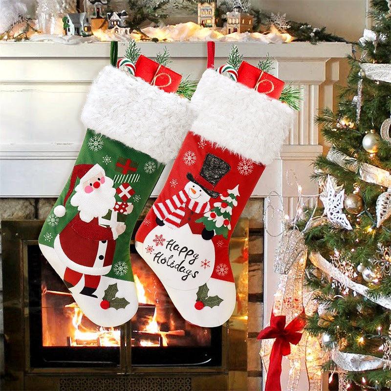 Christmas decorations Christmas pendants Christmas socks Santa Claus snowman velvet socks Christmas socks gift bags - V.I.P Digital Presence