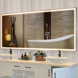 72X32 inch large LED bathroom mirror wall mounted mirror with 3 color modes, aluminum frame wall mounted light, full body mirror - V.I.P Digital Presence