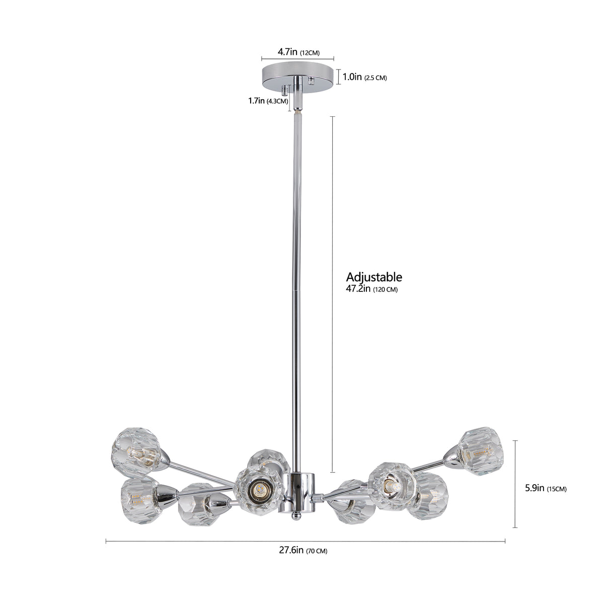 Modern Crystal Chandeliers, 9 Lights Chrome Chandelier for Living Room Bedroom (Bulbs Not Included) - V.I.P Digital Presence
