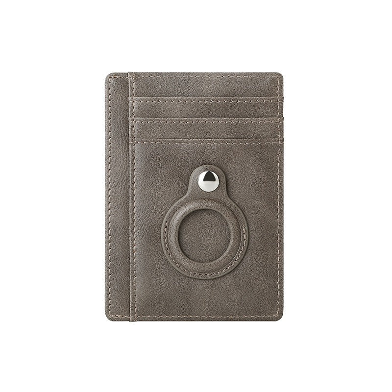 AirTag multi-card slot Apple tracker anti-lost protective cover card bag anti-theft brush Crazy Horse PU leather RFID bag - V.I.P Digital Presence