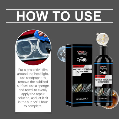 Headlight Restoration Liquid For Car, Lamp Scratches Yellow Cleaning Plating Crystal Polishing Refurbishing Repair Agent - V.I.P Digital Presence