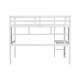 Twin Loft Bed with built-in desk and bookcase of three compartments, Guardrails and Ladder,White - V.I.P Digital Presence