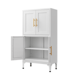 White metal kitchen storage cabinet, kitchen pantry storage cabinet with door and shelf, adjustable leveling feet - V.I.P Digital Presence