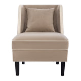 Velvet Upholstered Accent Chair with Cream Piping, Tan and Cream - V.I.P Digital Presence