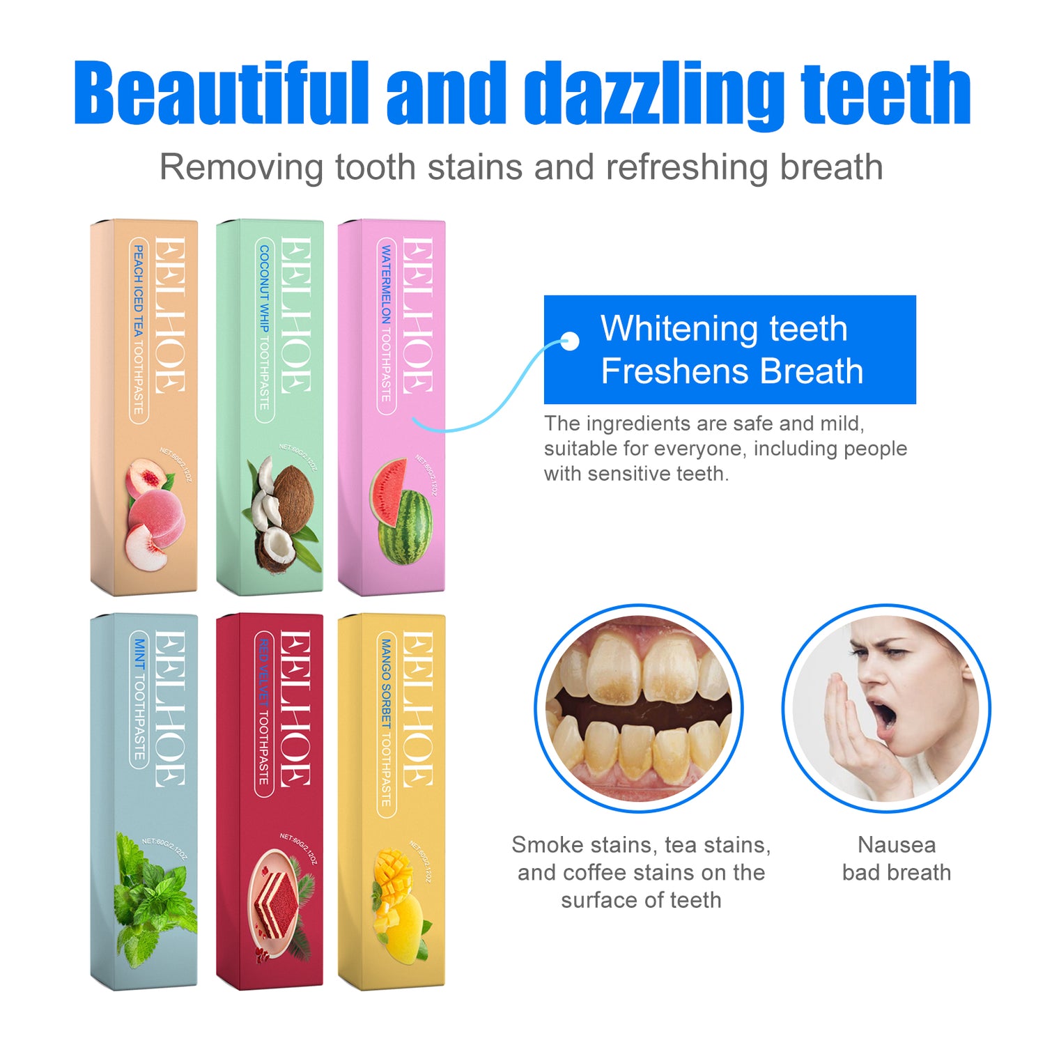 Vip Toothpaste Fruity White Toothpaste Series, Clean Tooth Stains Fresh Breath White ...