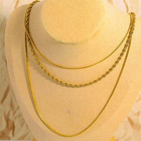 18K Gold-Plated Titanium Steel Three-Layered Necklace - V.I.P Digital Presence