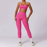 Color blocked back yoga suit set tight fitting sports and fitness suit for women - V.I.P Digital Presence