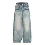 Punk Washed Gradient Wave Pattern Denim Pants Men's Loose Wide Leg Long Trousers Vibe Trendy Distressed Straight Leg Jeans - V.I.P Digital Presence