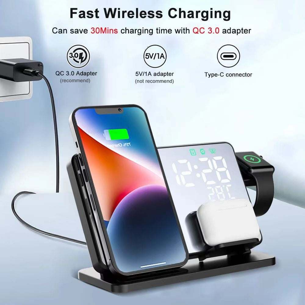 15W Four in One Wireless Charging Clock LED Digital Display Alarm Clock Temperature Display Wireless Charging - V.I.P Digital Presence