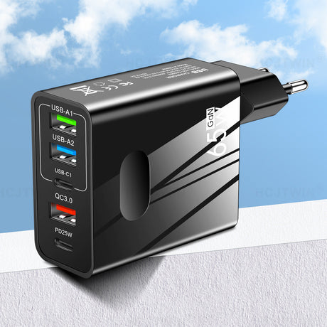 3.1A standard 65W fast charging mobile phone charger type-c PD+3USB multi port travel charging head - V.I.P Digital Presence