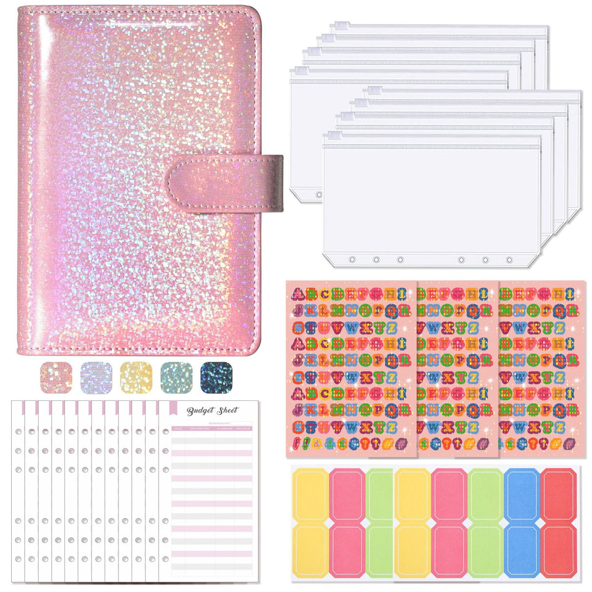 A6 Loose-Leaf Binder Budget Book Macaron Notebook Leather PU Loose-Leaf Book Cash Budget Handbook - V.I.P Digital Presence