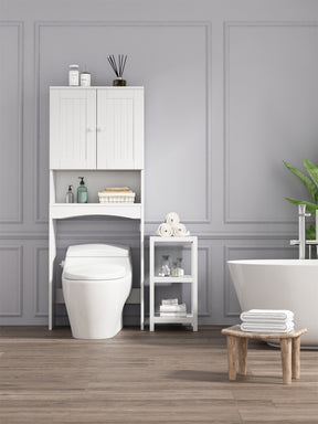 Home Bathroom Shelf Over-The-Toilet, Bathroom SpaceSaver, Bathroom Storage Cabinet Organizer,White - V.I.P Digital Presence