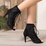 Sandals hollowed out shoes front strap with fish mouth ultra-high slim heel high-heeled cool boots - V.I.P Digital Presence