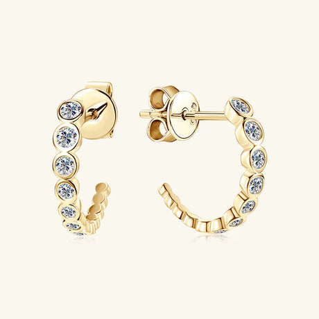 Inlaid Moissanite 925 Sterling Silver C-Hoop Earrings - V.I.P Digital Presence