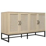 Rattan 4-Door Sideboard , Sideboard Buffet Storage Cabinet,Accent Storage Cabinet , Large Cabinet With 4 Rattan Decorated Doors - V.I.P Digital Presence