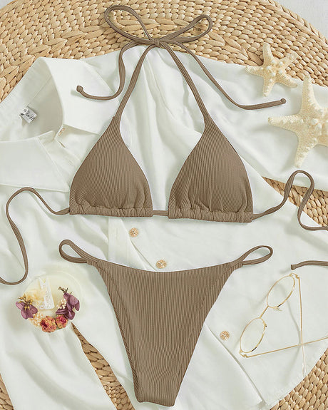Hanging neck tie bikini multi-color three-point swimsuit hot spring swimsuit - V.I.P Digital Presence