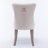 Nikki Collection Modern High-end Tufted Solid Wood Contemporary Velvet Upholstered Dining Chair 2-Pcs SetBeige