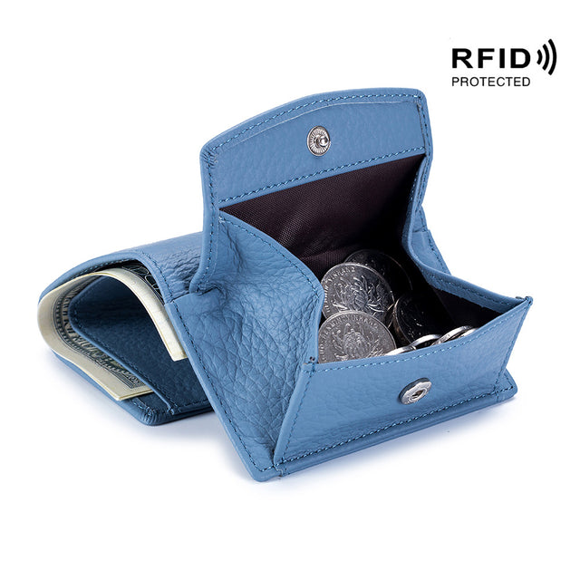 Small wallet women's genuine leather Japanese style fabric RFID coin bag wallet mini wallet short - V.I.P Digital Presence