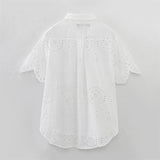 Summer NewStyle Women's Fashion Casual Short Sleeve Hollow Embroidered Shirt Shorts - V.I.P Digital Presence