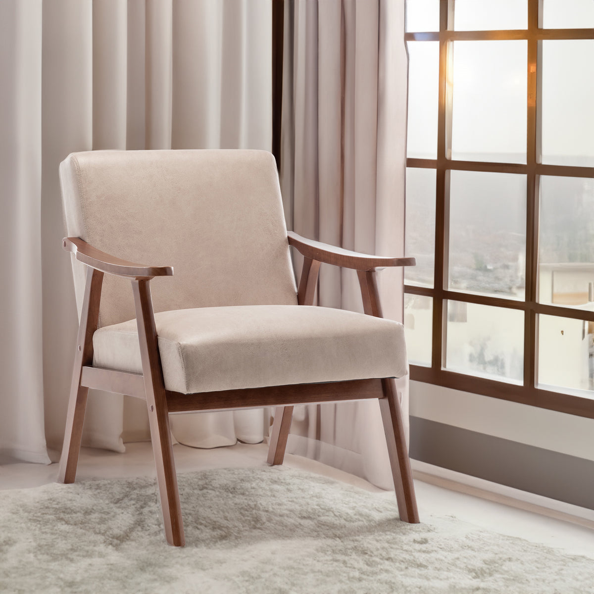 Solid wood frame living room chair, accent chair with thick backrest, casual chair Indoo - V.I.P Digital Presence