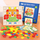 Wooden children's mosaic 3D building blocks, three-dimensional puzzle, children's color cognition, early education and puzzle game