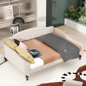 Full Size Upholstered Tufted Daybed Beige - V.I.P Digital Presence