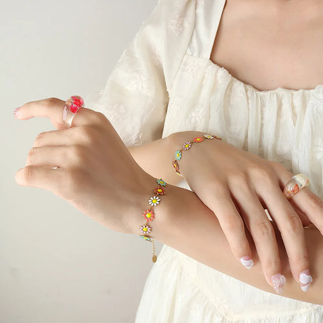 Titanium Steel Oil Drip Flower Bracelet - V.I.P Digital Presence