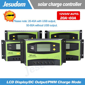 12V 24V 60A 50A 40A 30A  Solar Controller with LCD Function Dual USB 5VDC Output Solar Panel Battery Charge Regulator - V.I.P Digital Presence