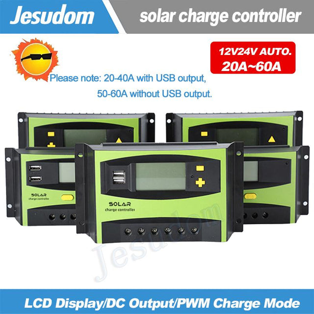 12V 24V 60A 50A 40A 30A  Solar Controller with LCD Function Dual USB 5VDC Output Solar Panel Battery Charge Regulator - V.I.P Digital Presence