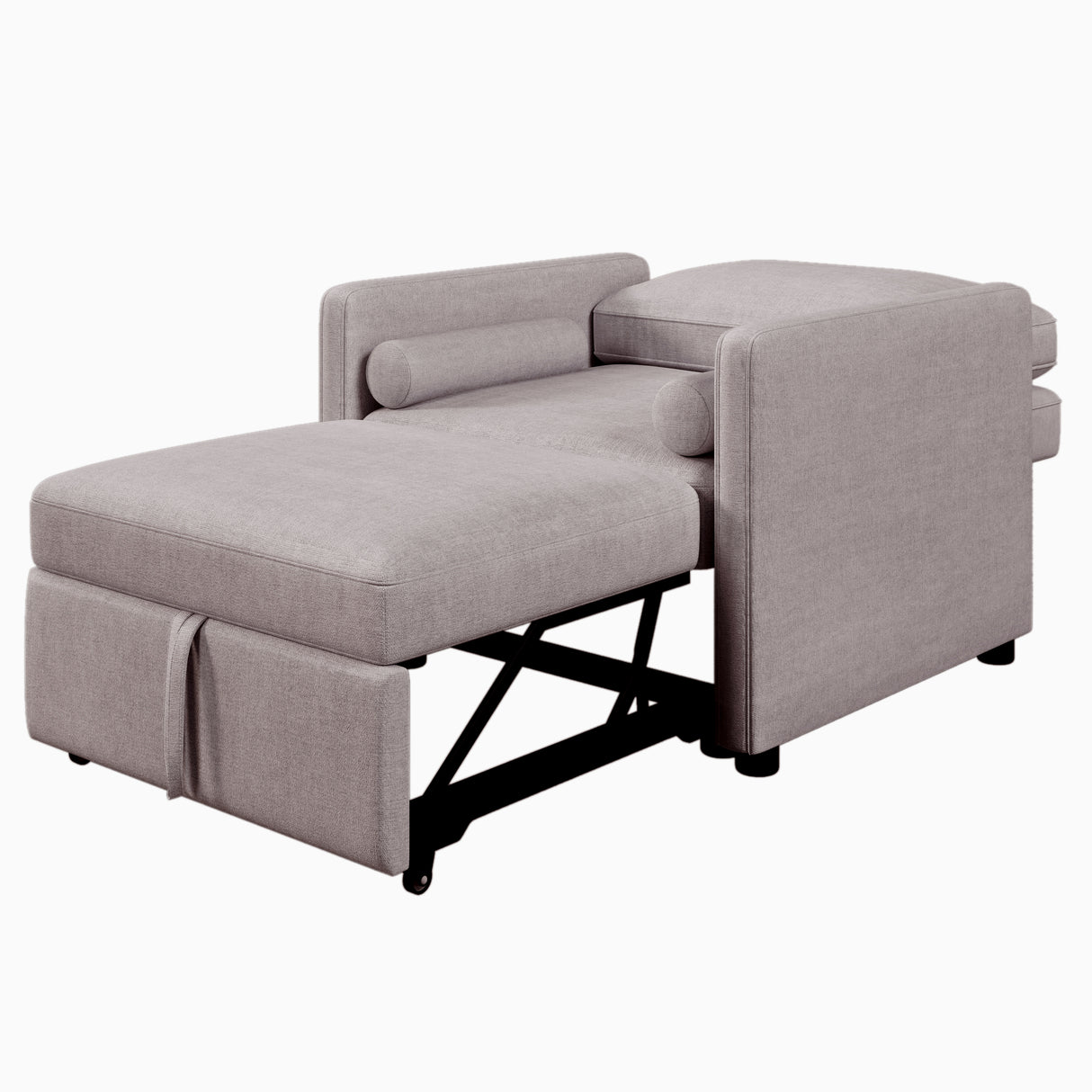 3 in 1 Convertible Sleeper Chair with Adjustable Backrest, Lounger Chair Turns Into Bed, Single Bed for Living Room, Linen, Tan - V.I.P Digital Presence