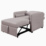 3 in 1 Convertible Sleeper Chair with Adjustable Backrest, Lounger Chair Turns Into Bed, Single Bed for Living Room, Linen, Tan - V.I.P Digital Presence