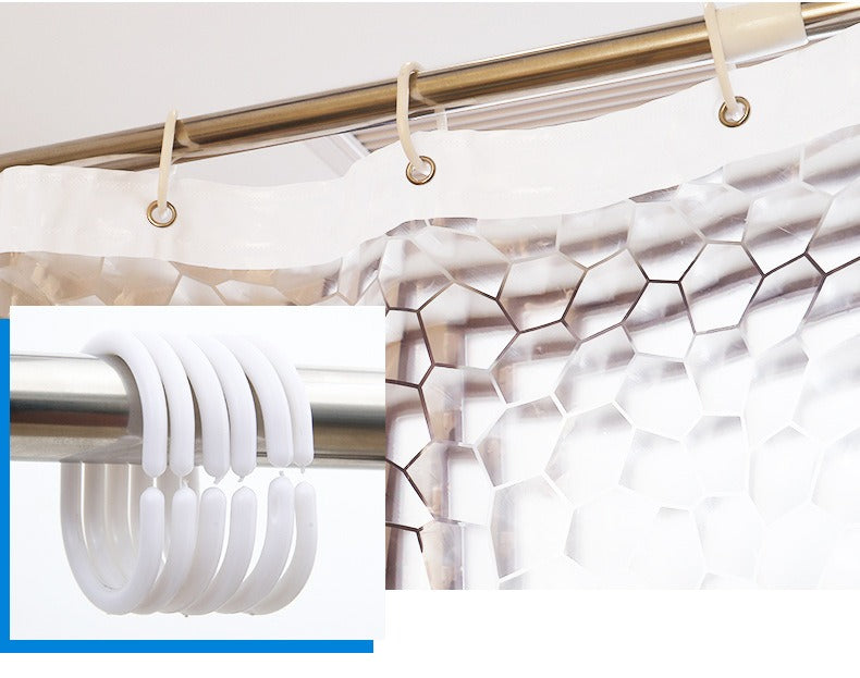 3D Water Cube Shower Curtain, Silk Pattern Waterproof Bathroom Partition Curtain, Cobblestone Curtain - V.I.P Digital Presence