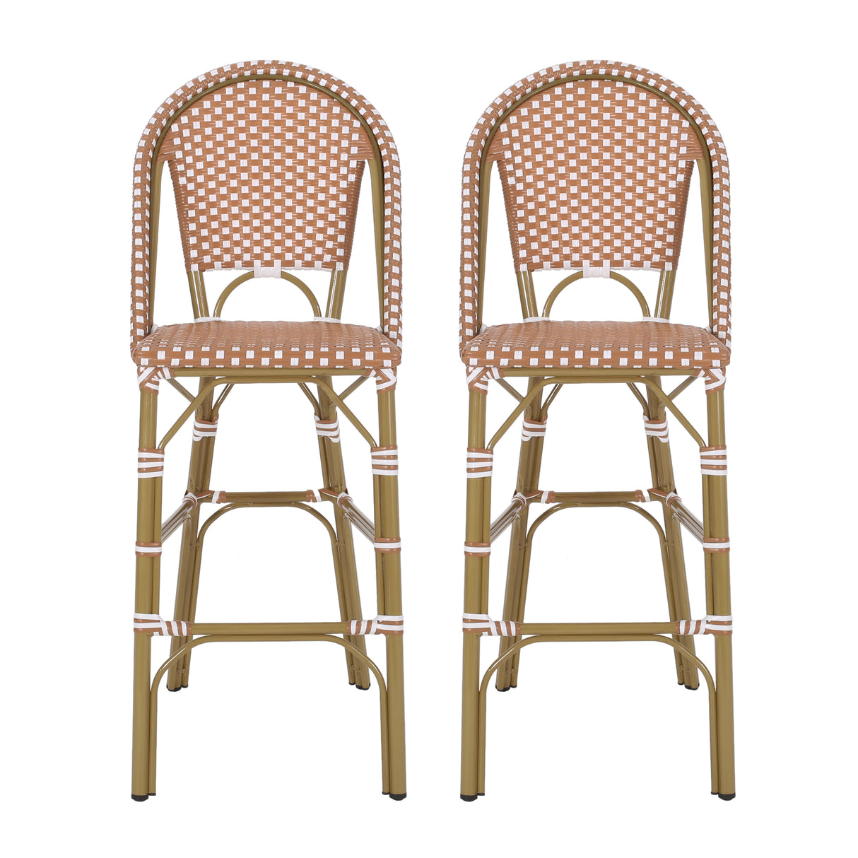 Wicker Bar Stool with Aluminum Frame (Set of 2) - V.I.P Digital Presence