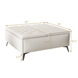 35 inch Wide Square storage benches Coffee Table with Lift Top Oversized Storage Ottoman in Upholstered for Living Room - V.I.P Digital Presence