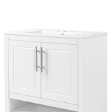 30" Bathroom Vanity with Sink  Multi-functional Bathroom Cabinet with Doors and Drawers Solid Frame and MDF Board, White - V.I.P Digital Presence