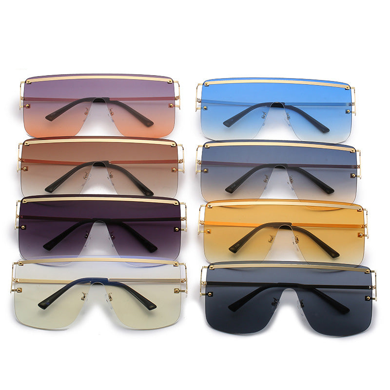 Nuevo estilo de gafas de sol de una pieza, gafas de sol de moda sin montura, gafas de sol de moda para mujer 