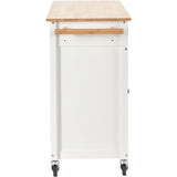 Kitchen Island Cart with Solid Wood Top and Locking Wheels 54.3 Inch Width  (White)