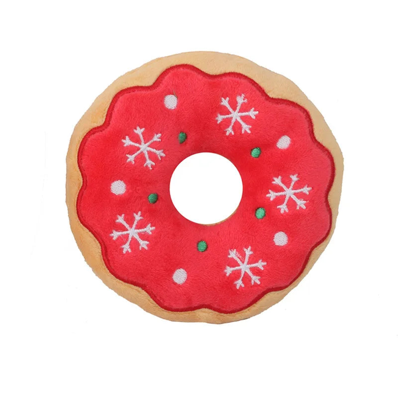 Xmas Pet Dog Plush Noise Chewing Toy Santa Elk Gingerbread Man Donut Cat Dog Christmas Series Cartoon Dog Toy Plush Squeak Toy - V.I.P Digital Presence