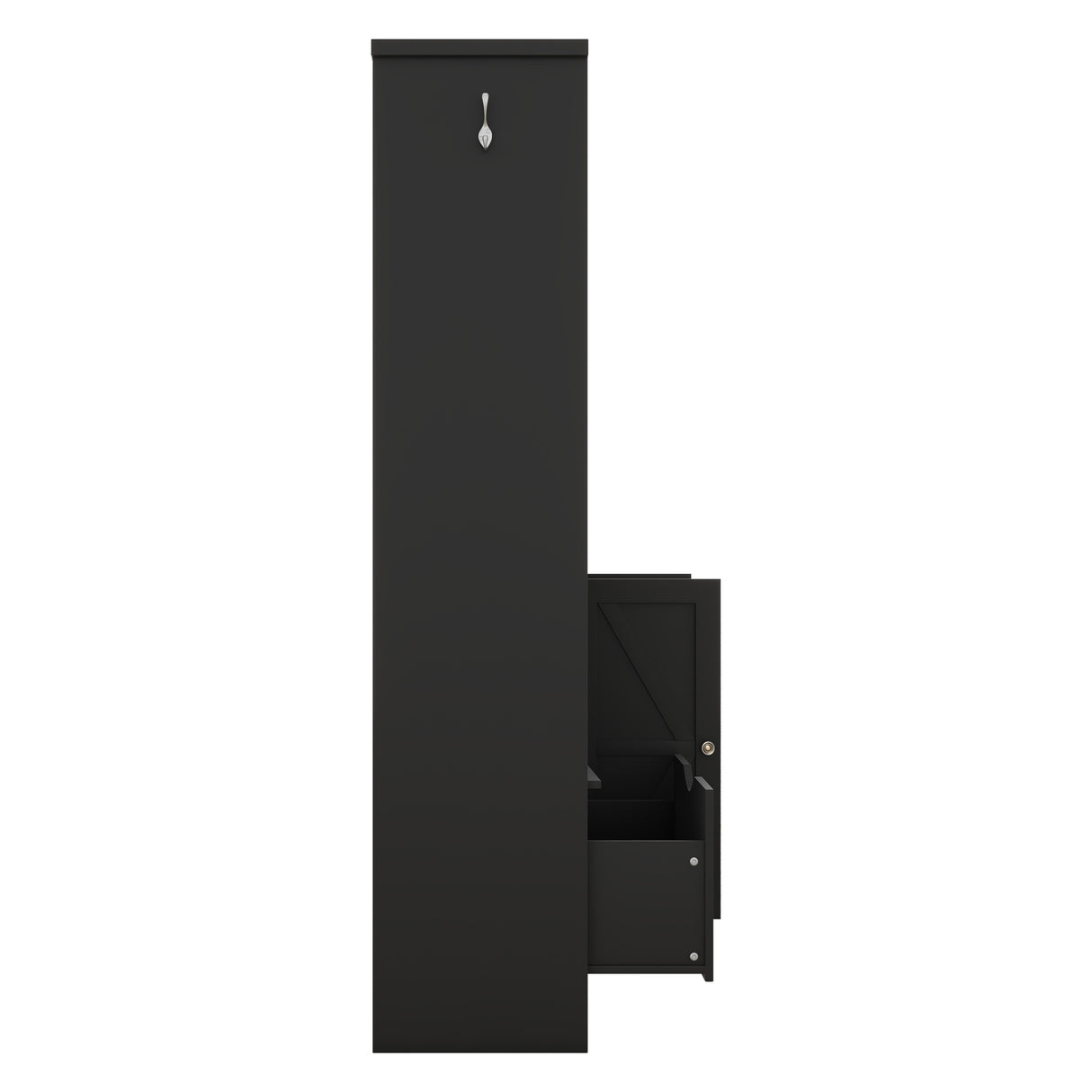 Multi-functional Hall Tree with Storage Shelves Drawers and Cabinet, Elegant Hallway Shoe Cabinet with Bench Modern Black - V.I.P Digital Presence