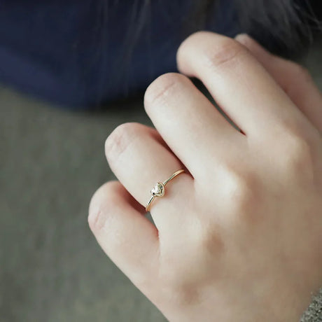 925 Sterling Silver Plated 14K Gold Chubby Love Ring for Girl Simple and Versatile Super Cute Heart Ring Fine Jewelry - V.I.P Digital Presence