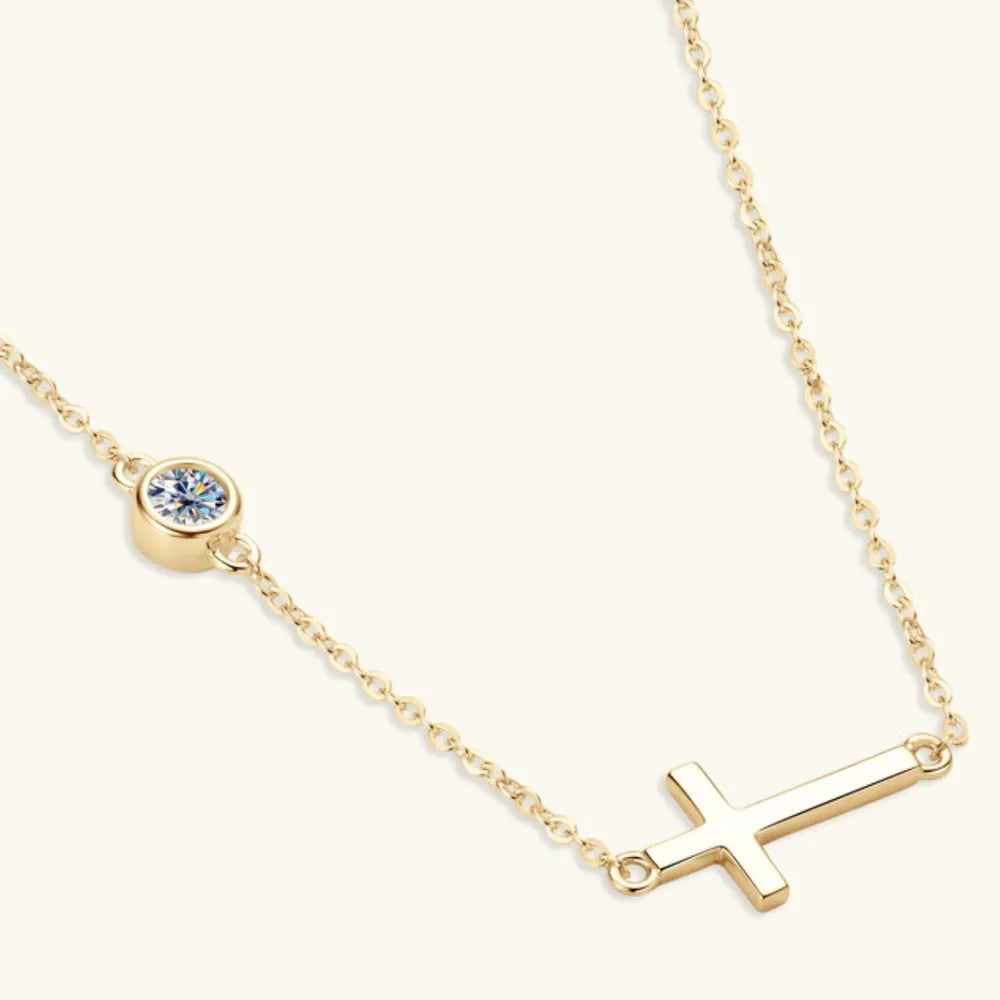Cross 925 Sterling Silver Moissanite Necklace - V.I.P Digital Presence