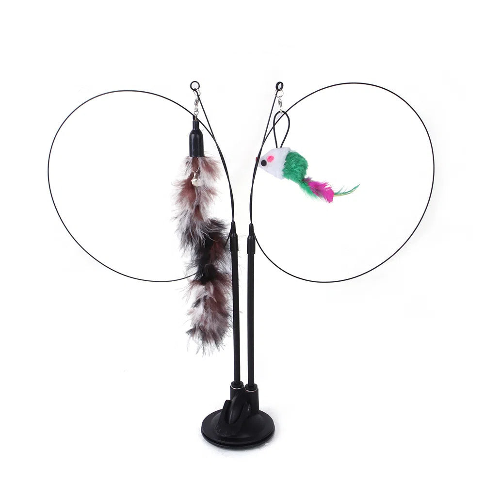 Suction cup cat toy stick that can be attached and held with steel wire multi head interchangeable cat toy and pet supplies - V.I.P Digital Presence