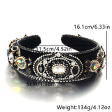 Fashionable Baroque Retro Inlaid Colored Water Diamond Sponge Head Hoop - V.I.P Digital Presence