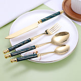 410 stainless steel knife, fork, spoon set, European style hotel Western tableware, golden dessert spoon set, 24 pieces - V.I.P Digital Presence
