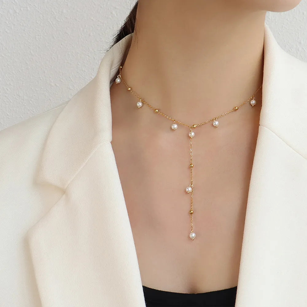 18K Gold-Plated Pearl Drop Necklace - V.I.P Digital Presence