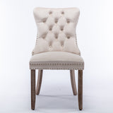 Nikki Collection Modern High-end Tufted Solid Wood Contemporary Velvet Upholstered Dining Chair 2-Pcs SetBeige