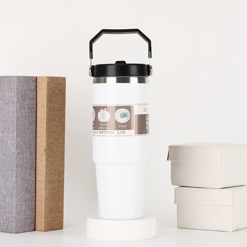 20oz30ozPortable Car Cup Stainless Steel Cup Travel Sports Water Bottle With Handle Cover Coffee Tumbler Cup - V.I.P Digital Presence