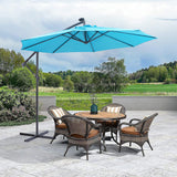 10 FT Solar LED Patio Outdoor Umbrella Hanging Cantilever Umbrella Offset Umbrella Easy Open Adustment with 32 LED Lights - V.I.P Digital Presence