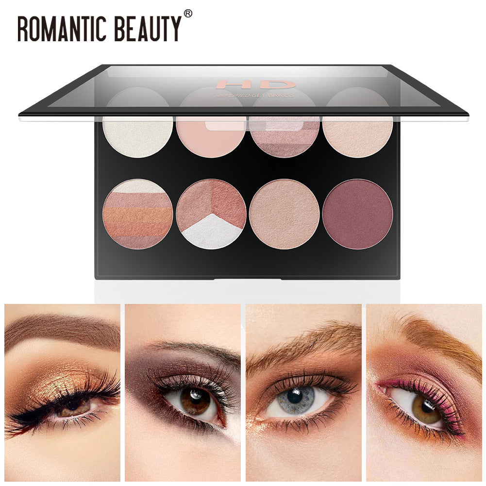Romantic Beauty 8-Compartment Multi-Color Eyeshadow Pearl Matte Easy To Apply Finishing Eyeshadow Palette - V.I.P Digital Presence